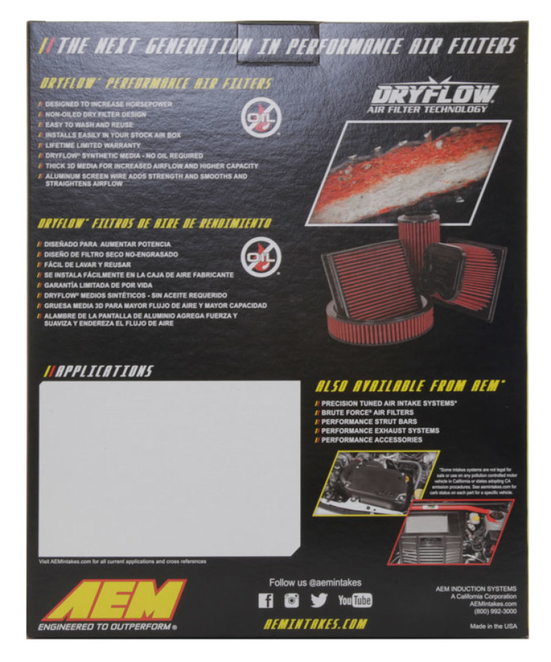 GMC Sierra 2500 HD Air Filter - AEM Induction - Dryflow - 2011